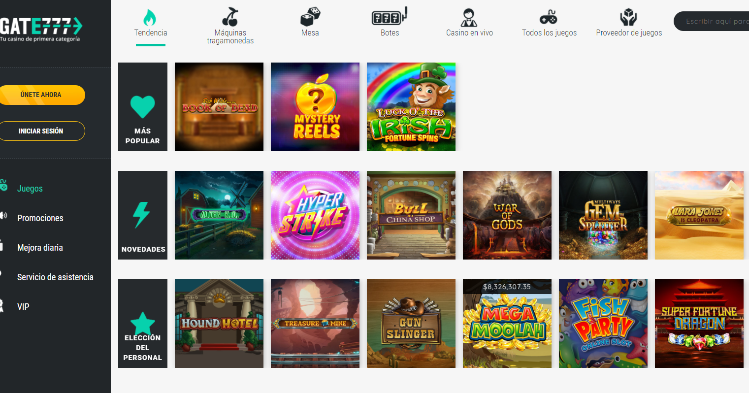 Juegos de casino de Gate777