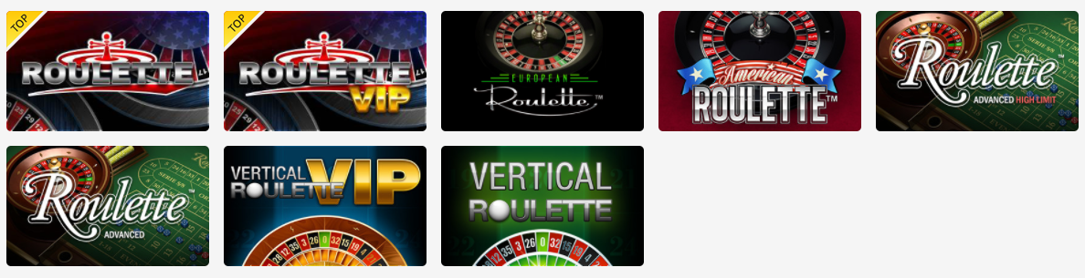 La sección de Ruleta en Circus casino