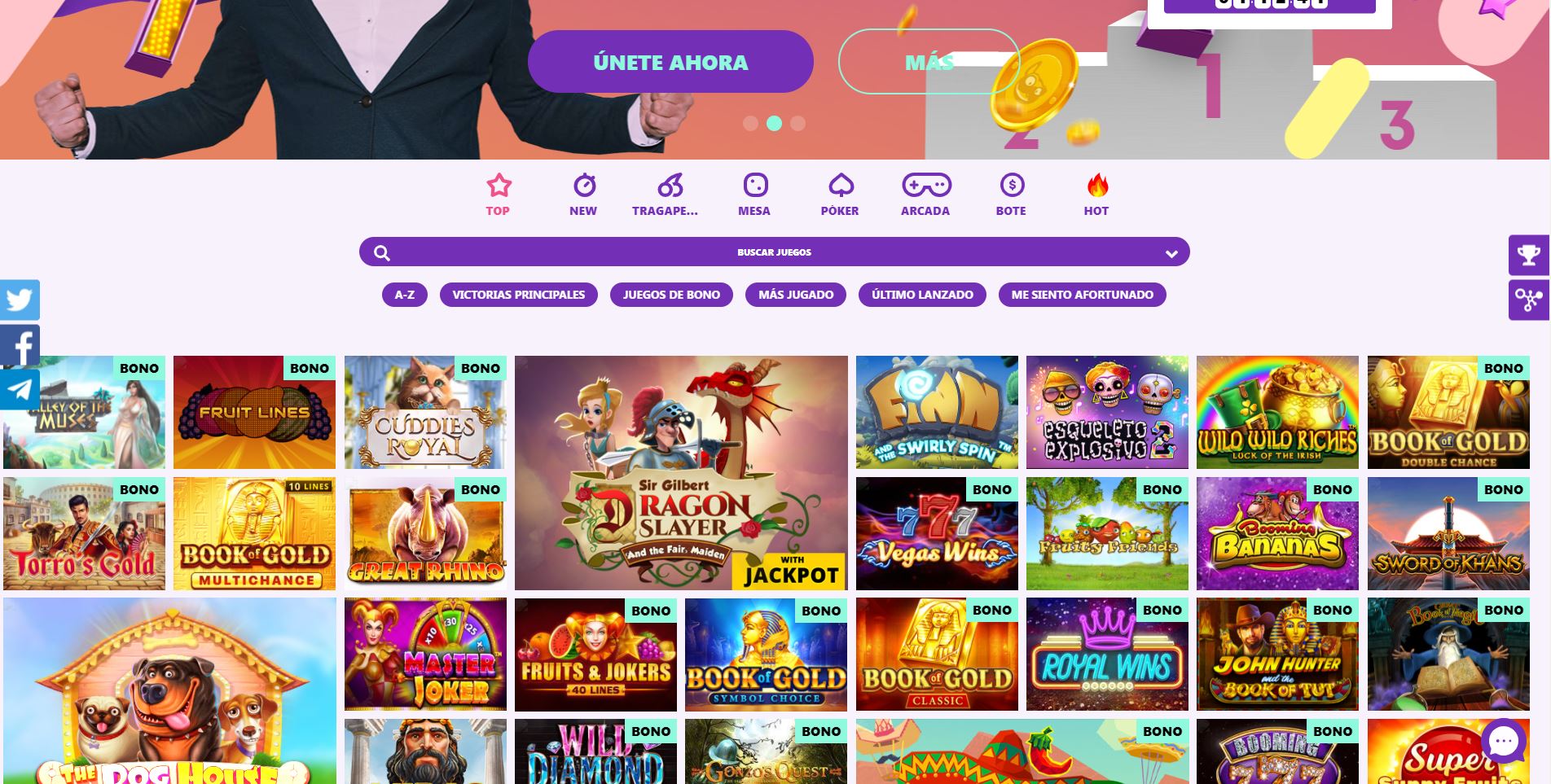 Juegos de casino de Spin Pug