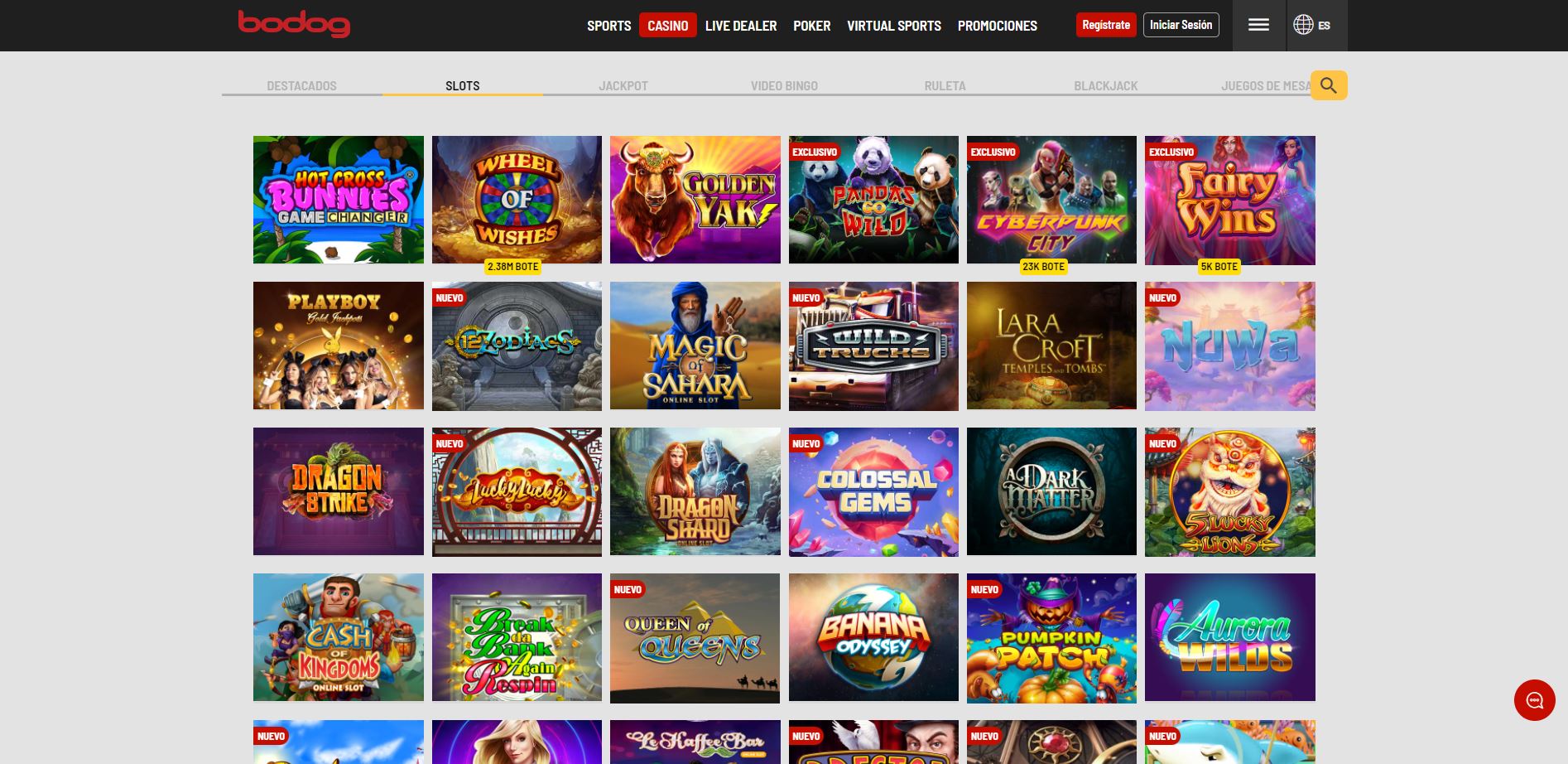 Juegos de casino de Bodog