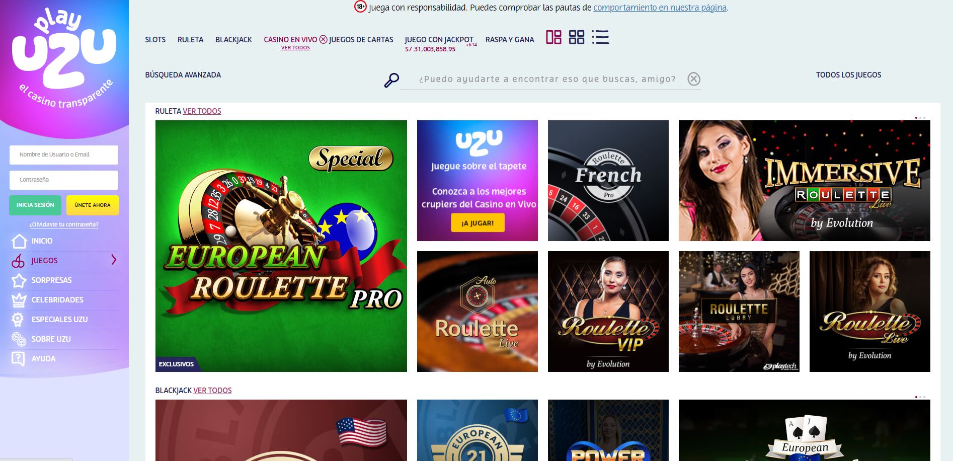 Casino en Vivi PlayUzu Perú