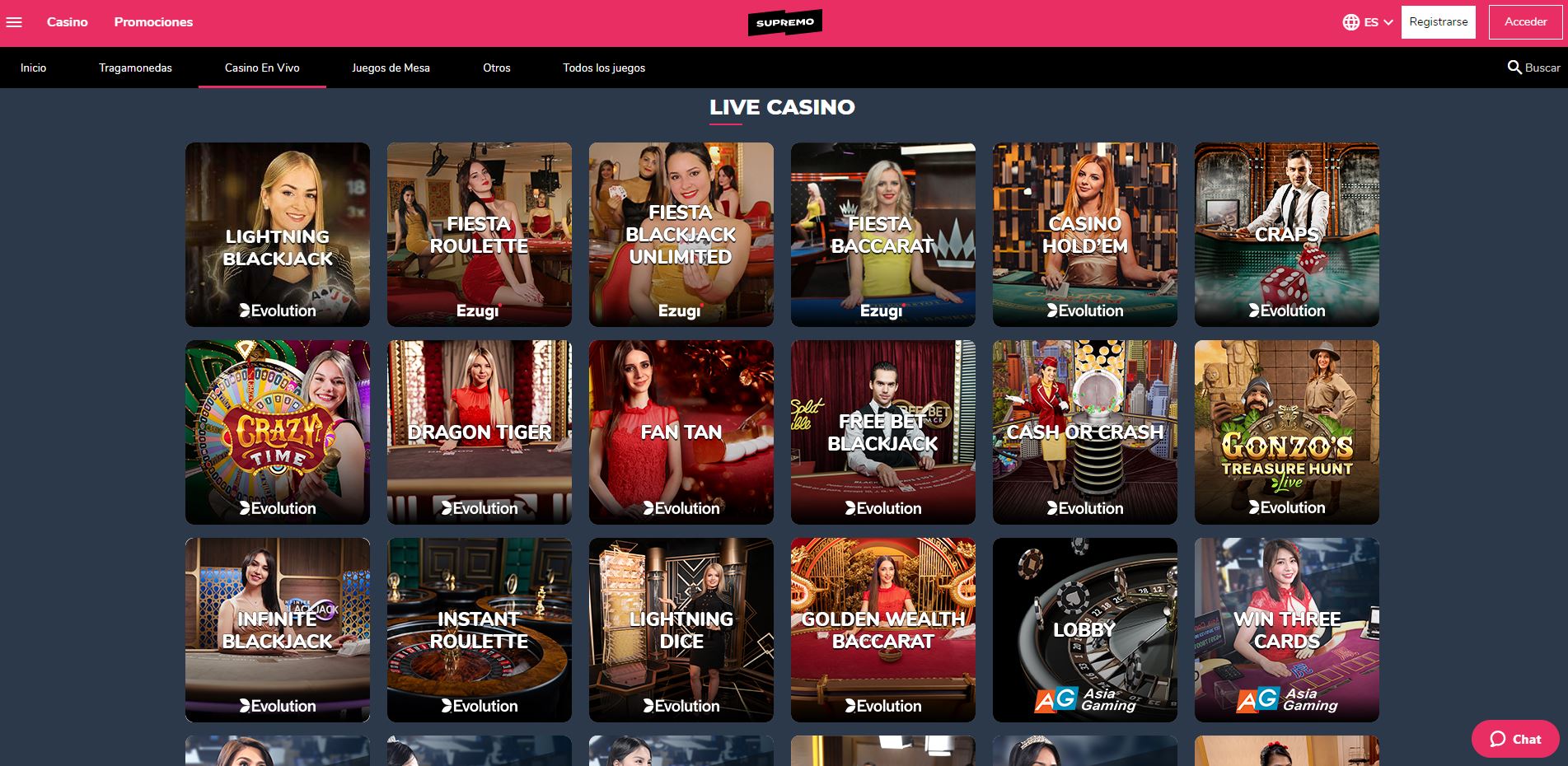 Disfruta del casino en vivo y juega a tu juego favorito en Supremo