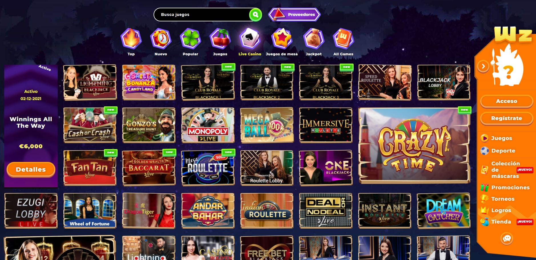 Disfruta del casino en vivo y juega a tu juego favorito en Wazamba Perú