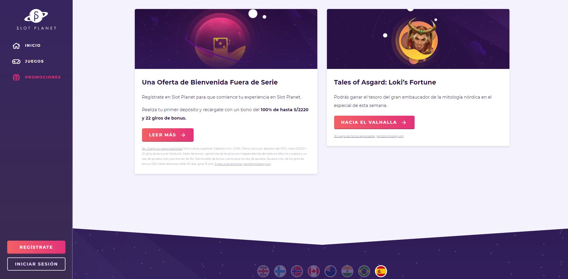 Bonos bienvenida de Slot Planet