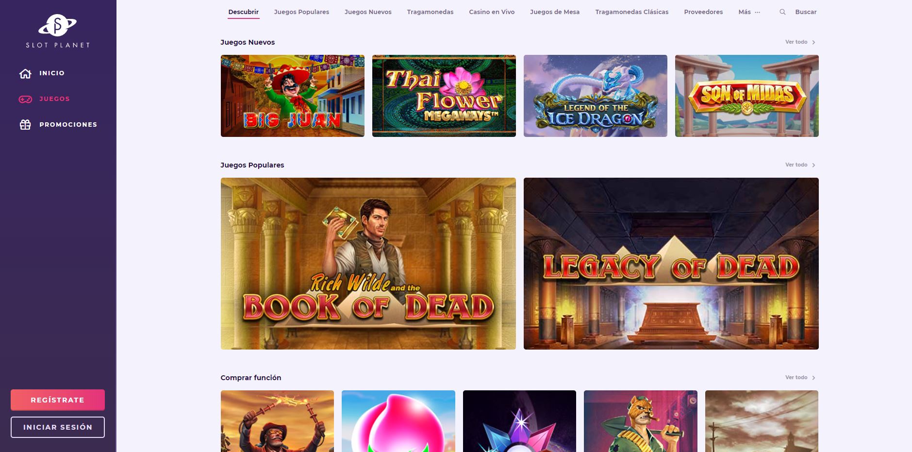 Juegos de casino de Slot Planet