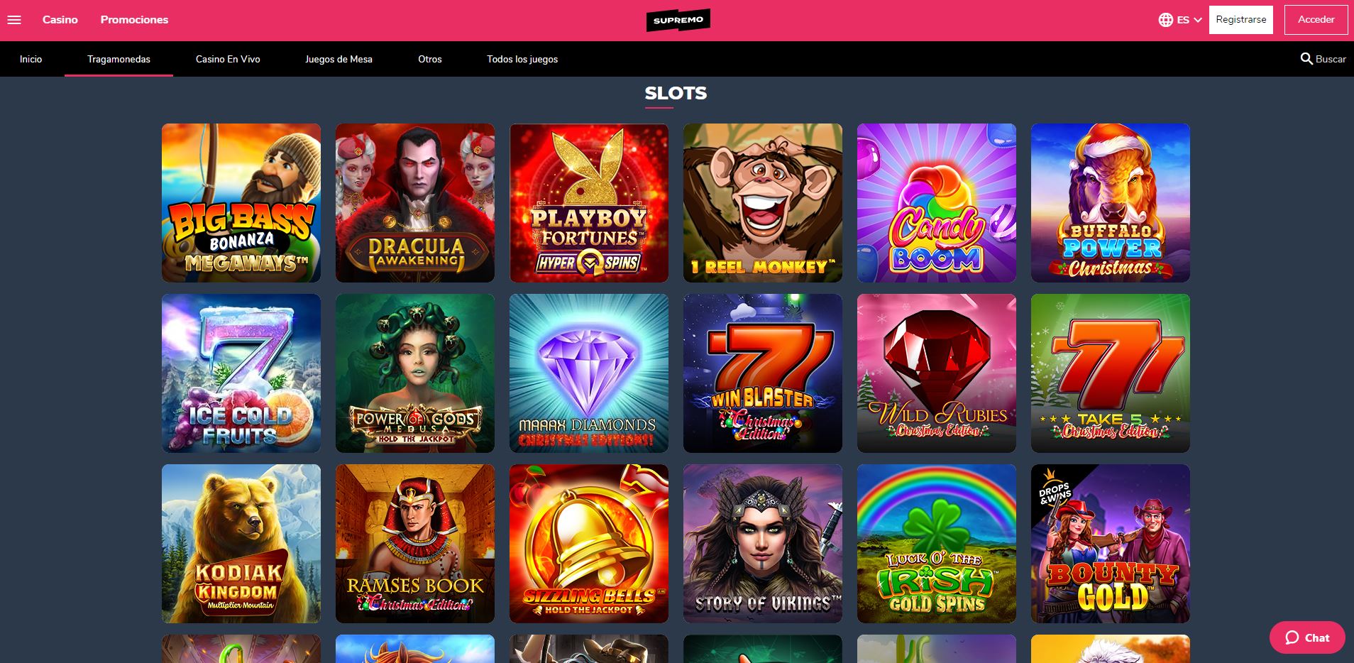Máquinas tragamonedas, slots e tragaperras de Supremo